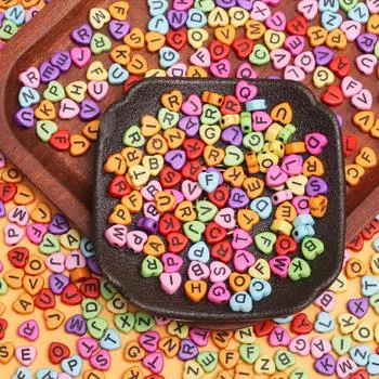 Beads Letter Beads Jewelry Makings Material Acrylic Heart-shaped 50pcs/bag DIY Bracelet Necklace Parts Heart Letter Beads 7mm