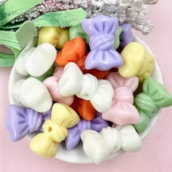 Beads Materials Fashion 16*23mm Mobile Phone Chain Making Bracelet DIY Solid Color Bowknot Macaron 20Pcs Jewelry Accessories Accessories оранжевый