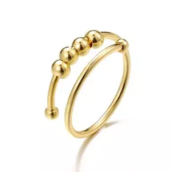 Кольца с бусинами вращаются свободно антистрессовое кольцо для женщин и девочек одинарная спираль антистрессовые спиральные бусины вращаются игрушка ювелирные изделия Adjustable opening серебряный