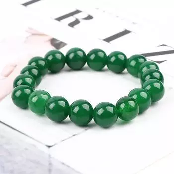 Beads Round Stretchy Dark Green Bracelet Bangle Gemstone