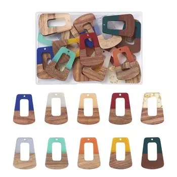 Beadthoven 20 10 цветов трапециевидная смола деревянная подвеска трапециевидная деревянная смола подвеска аксессуары части ожерелье серьги своими руками изготовление ювелирных изделий своими руками ремесло