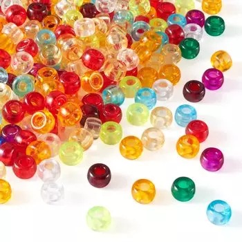 Beadthoven Около 1800 штук прозрачных акриловых бусин с большими отверстиями, бусины-бочонки, разноцветные европейские бусины, бусины-пони, красочные милые аксессуары