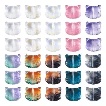 Beadthoven Приблизительно 50 цветных прозрачных стеклянных бусин для кошек, милые бусины-разделители для кошек, бусины-шармы, аксессуары для животных, детали для ювелирных изделий своими руками, ручная работа