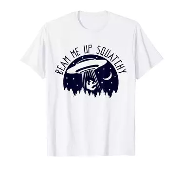 Beam Me Up Squatch Alien Trek Bigfoot T-Shirt белый