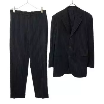 BEAMS F Made in Japan 100% wool stripe suit Setup 95 Navy Double Finish Men s Used