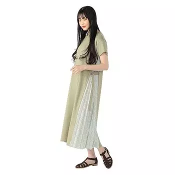 [Beams Heart] цельный джемпер с боковыми складками, женский, OLIVE, ОДИН РАЗМЕР