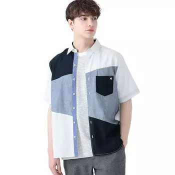 [Beams Heart] S/S shirt cool touch crazy switching shirt men s WHITE XL