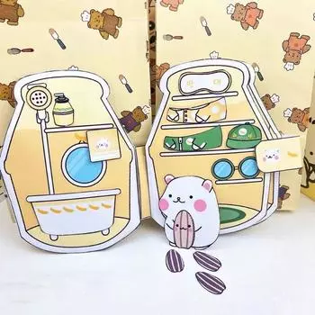 Beanie Book Material Pack Banana Milk Тихая книга Наклейка Книга Хомяк Тихая книга Дети Self Cutting