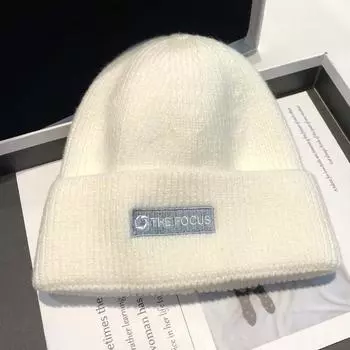 Шапка бини для женщин, зимняя мужская шапка, женская, для дам, вязаная толстая шапка Chaopai Woolen Landlord One size