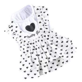 Beanspet Dog Dog Heart Tiered Small Medium Dog Dog Dress Clothes, Spring, Summer, Dress, Pattern, Dress, Dogs, Dogs, Wear, (Black, 2L)