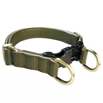 Beanspet Dog Dog One Touch Double Dog Dog Dog Dog Кожаный ошейник для собак, ошейник, кольцо, кожа, стильный, милый, ошейник, шея, принадлежности, ошейник, (Хаки, S) хаки