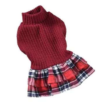beanspet Dog One Dog Warm Small Medium Tartan Check Clothing, Piece, Осень/Зима, Одежда, Комбинезоны, Милый, Стильный, Собаки, Собаки, Осень, (Красный, М)