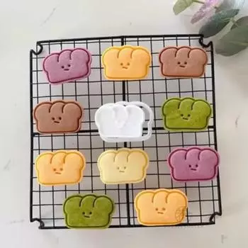 Bear Bread Expression Cookie Cutters 3D Plastic Biscuit Mold Cookie Stamp DIY Fondant Cake Mould Kitchen Baking Pastry Bakeware