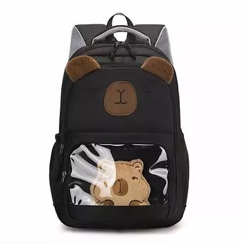 Bear Children s Schoolbag Women s Lightweight Backpack Student Cartoon Backpack чёрный