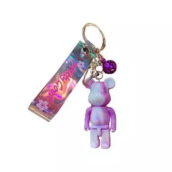 Bear Cute Gradient Acrylic Key Chain Car Pendant Bag Couple Creative Crystal Purple