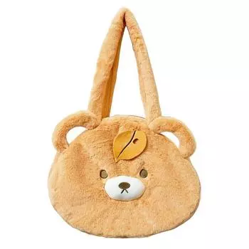 Bear Leaf Cartoon Plush Shoulder Bag Large Capacity Outdoor Handbag Leisure