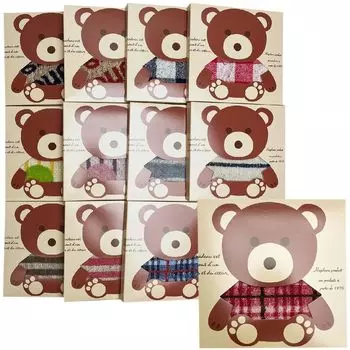 Bear Package Towel Handkerchief Gift Set of 12 Hagiwara Towels Assorted Colors and Patterns Individually Wrapped Colors and Patterns Entrusted to You