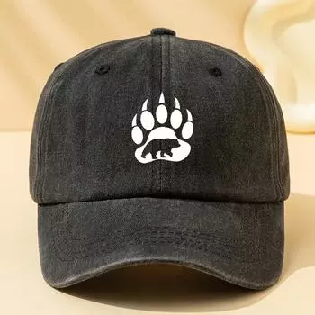 Bear paw printed baseball cap is suitable for outdoor sports, camping, festivals, and parties. Duck billed cap
