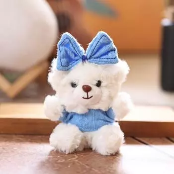 Bear Plush Bowknot Keychain Bag Pendant Animal Doll Toys Keyring Kids Gifts