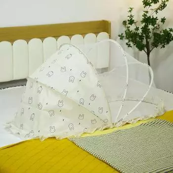 Bear Rabbit Baby Bed Mosquito Tent Foldable Frame Encrypted Mesh Toddler Sleep Rabbit,95x47x45cm