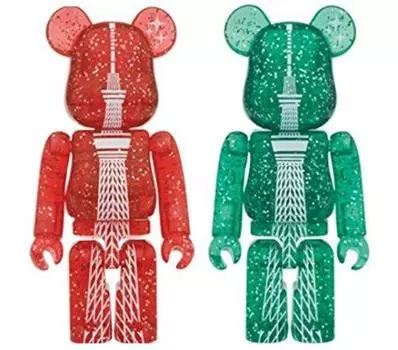 Bearbrick x Tokyo Skytree РОЖДЕСТВЕНСКАЯ ВЕРСИЯ BE@RBRICK. КРАСНЫЙ/ЗЕЛЕНЫЙ мятный