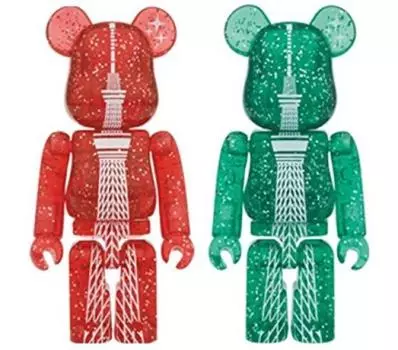 Bearbrick x Tokyo Skytree РОЖДЕСТВЕНСКАЯ ВЕРСИЯ BE@RBRICK. КРАСНЫЙ/ЗЕЛЕНЫЙ мятный