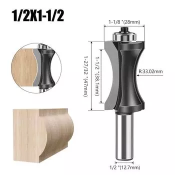 Bearing Flat Bottom Arc Knife Engraving Machine Wood Board Rounded Corner Cutter Woodworking Milling Cutter Stair Floor Cutter Gong Milling Cutter Bearing flat bottom arc knife 1/2 * 1-1/2