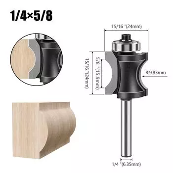 Bearing Flat Bottom Arc Knife Engraving Machine Wood Board Rounded Corner Cutter Woodworking Milling Cutter Stair Floor Cutter Gong Milling Cutter bearing flat bottom arc knife black 1/4 * 5/8