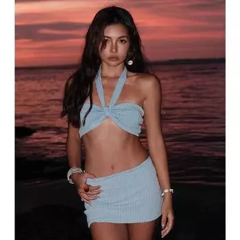 BEARUN SWIM Бандо Халтер Комплект Бикини из двух частей - Коллекция Pure Desire 2024 для женщин. Large синий