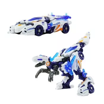 BEASTBOX 52TOYS BEASTDRIVE WHEEL RAPTOR Трансформирующаяся игрушка Трансформируется из Механраптора в Спортивный автомобиль Требуется сборка Окрашенный Высокоподвижное действие белый