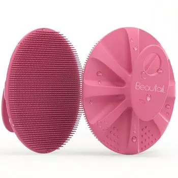 BEAUTAIL Силиконовая мочалка для тела для душа и ванны, щетка для мытья, нежная отшелушивающая мочалка для очищения, для женщин, мужчин, младенцев, чувствительной кожи, легкий уход, высокая розовый