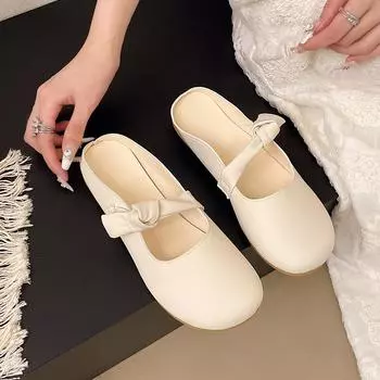 Beautiful bag head cool slippers women s summer wear new gentle matching skirt soft bottom half slippers 35