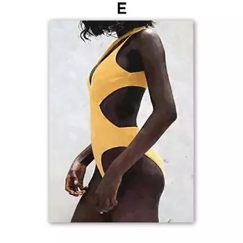 Beautiful Black Model Girl Leaf Wall Art Canvas Painting Nordic Magazine Poster And Prints Hotel Bar Pictures Living Room Decor 21cm30cm NoFrame