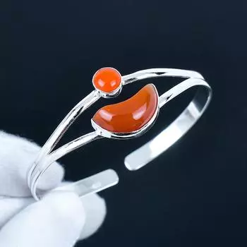 Beautiful Carnelian Gemstone Handmade Cuff Bangle 925 Sterling Silver Cuff Bangle, Carnelian Bracelet For Wife , Unisex Bangle, Christmas Day Gift 7 красный