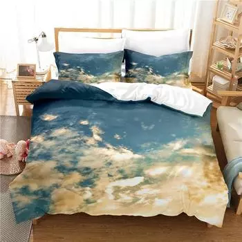 Beautiful Clouds Bedding Set Duvet Cover Set 3d Bedding Digital Printing Bed Linen Queen Size Bedding Set Fashion Design EU single(135x200cm)