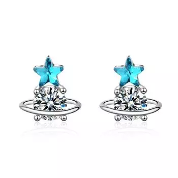 Beautiful Earrings Star Small Fresh Blue Earrings Women Trendy Star Ear Stud Elegant Temperament Banquet Jewelry