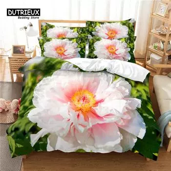 Beautiful Flower Bedding Set, 3Pc Flower Duvet Cover Set, Soft Comfortable Breathable Duvet Cover, For Bedroom Guest Room Decor EU single(135x200cm)