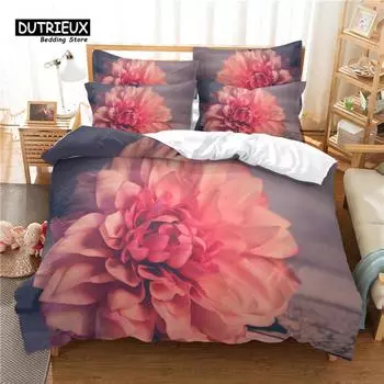 Beautiful Flower Bedding Set, 3Pc Flowers Duvet Cover Set, Soft Comfortable Breathable Duvet Cover, For Bedroom Guest Room Decor EU single(135x200cm)