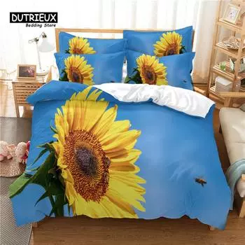 Beautiful Flower Bedding Set, 3Pcs Duvet Cover Set, Soft Comfortable Breathable Duvet Cover, For Bedroom Guest Room Decor EU single(135x200cm)