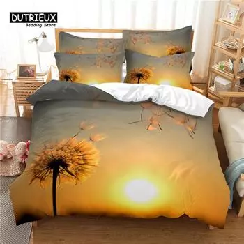 Beautiful Flower Dandelion Bedding Set, Scen Duvet Cover, 3D Bedding, Digital Printing, Queen Size, Fashion Design EU single(135x200cm)