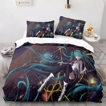 Beautiful girl in the future Bedding Set Single Twin Full Queen King Size Bed Set Aldult Kid Bedroom Duvetcover Set 3D Anime 012 AU Single(140x210cm)
