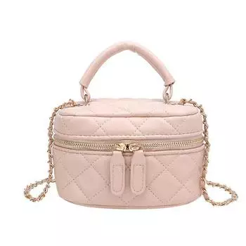 Beautiful Girl Spring/Summer Fashion Popular Mini Rhombus Chain Bag Women 2024 New All-Matching Shoulder Square Sling Bag Pink
