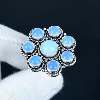Beautiful Milky Opal Gemstone Handmade 925 Sterling Silver Ring - Bohemian Jewelry Ring - Handmade Boho Jewelry for Women & Men, Gifts US 4 белый