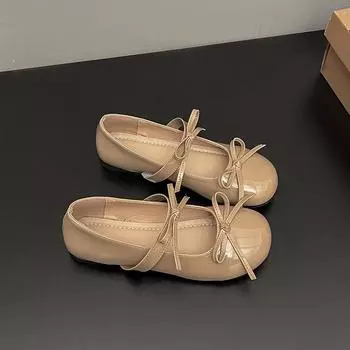 Beautiful not tired feet single shoes women s spring and summer bow middle heel temperament Mary Jane women s shoes thick heel low heel shoes 35