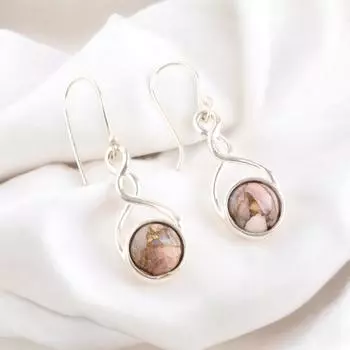 Beautiful Pink Opal Turquoise Gemstone 925 Solid Sterling Silver Earrings 1.68 CE-15-47