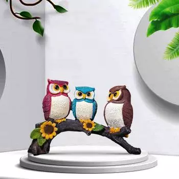 Красивая декоративная статуэтка семьи совы из смолы для домашнего декора (Пакет из 1. многокрасочный)