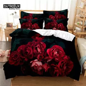Beautiful Rose Duvet Cover Set, Fashion Bedding Set, Soft Comfortable Breathable Duvet Cover, For Bedroom Guest Room Decor EU single(135x200cm)