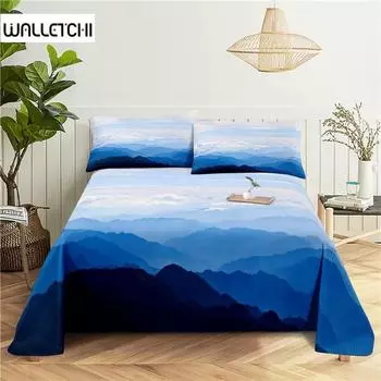 Beautiful Scenery 0.9/1.2/1.5/1.8/2.0m Digital Printing Polyester Bed Flat Sheet With Pillowcase Print Bedding Set 150X230cm(2Pcs)