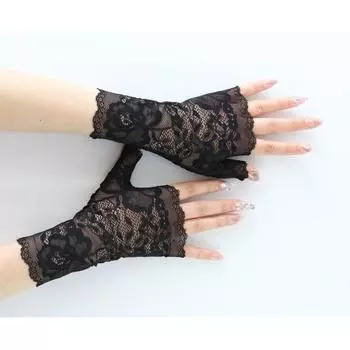 Beautiful Sexy Stretch Summer Driving Half Finger Lace 17cm hazy rose gloves 1701-4 One size