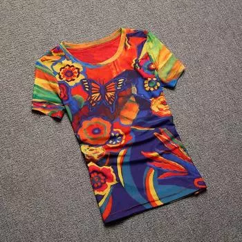 Beautiful Shirt Silm Thin Mesh Short Sleeve T-Shirt Color M